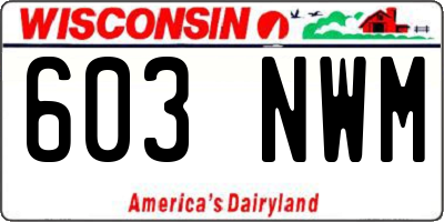WI license plate 603NWM