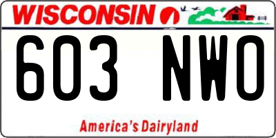 WI license plate 603NWO