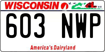 WI license plate 603NWP