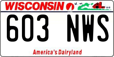 WI license plate 603NWS