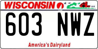 WI license plate 603NWZ