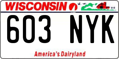 WI license plate 603NYK