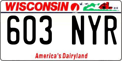 WI license plate 603NYR
