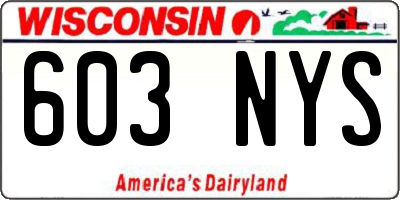 WI license plate 603NYS