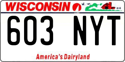 WI license plate 603NYT