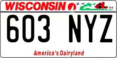 WI license plate 603NYZ