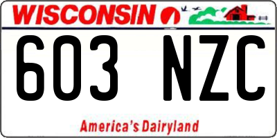 WI license plate 603NZC