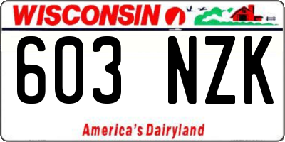 WI license plate 603NZK