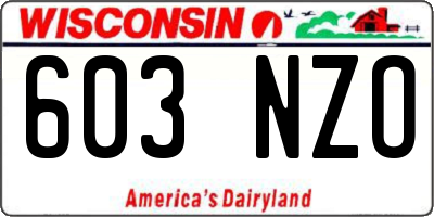 WI license plate 603NZO