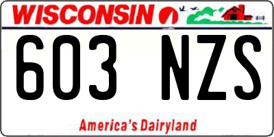 WI license plate 603NZS