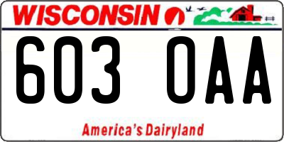 WI license plate 603OAA