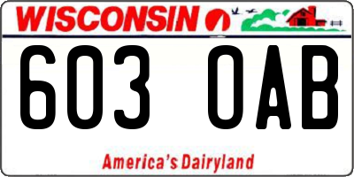 WI license plate 603OAB