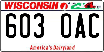 WI license plate 603OAC