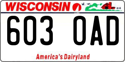 WI license plate 603OAD