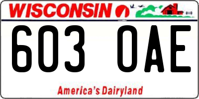 WI license plate 603OAE