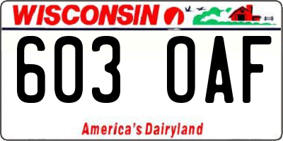 WI license plate 603OAF