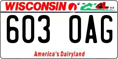 WI license plate 603OAG