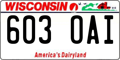WI license plate 603OAI