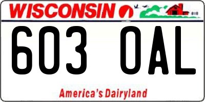 WI license plate 603OAL