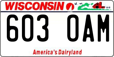 WI license plate 603OAM