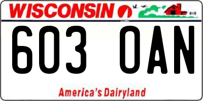 WI license plate 603OAN