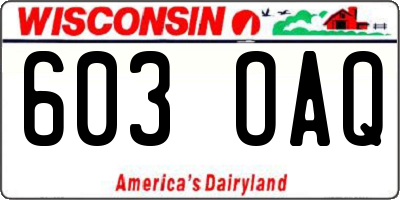WI license plate 603OAQ