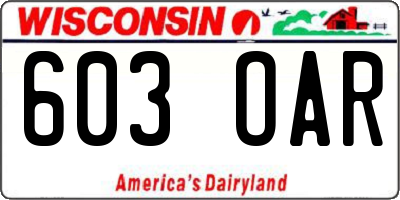WI license plate 603OAR