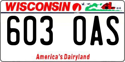 WI license plate 603OAS