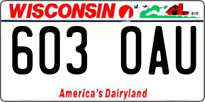 WI license plate 603OAU