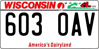 WI license plate 603OAV