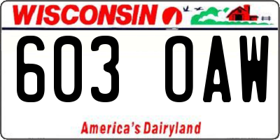 WI license plate 603OAW