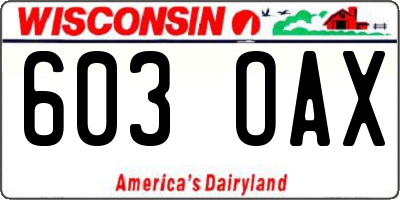 WI license plate 603OAX
