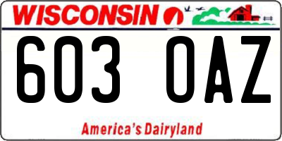 WI license plate 603OAZ