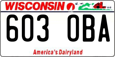WI license plate 603OBA