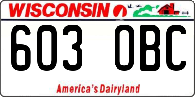WI license plate 603OBC