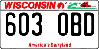 WI license plate 603OBD