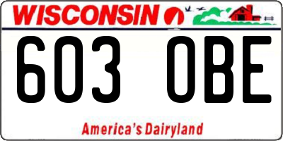 WI license plate 603OBE