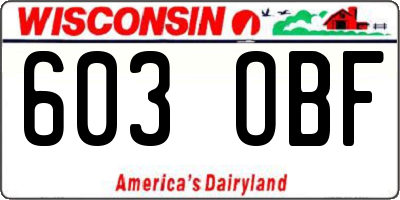 WI license plate 603OBF