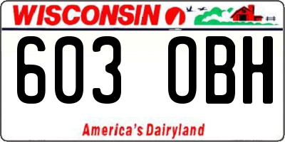 WI license plate 603OBH