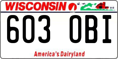 WI license plate 603OBI