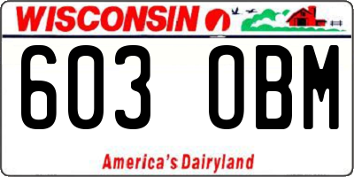 WI license plate 603OBM