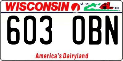 WI license plate 603OBN