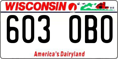 WI license plate 603OBO