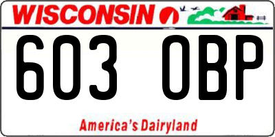 WI license plate 603OBP