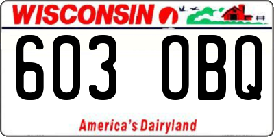 WI license plate 603OBQ