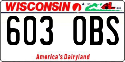 WI license plate 603OBS