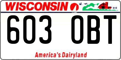 WI license plate 603OBT