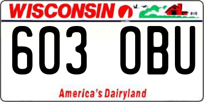 WI license plate 603OBU