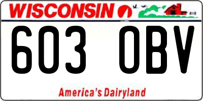 WI license plate 603OBV