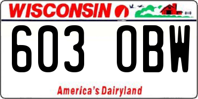 WI license plate 603OBW